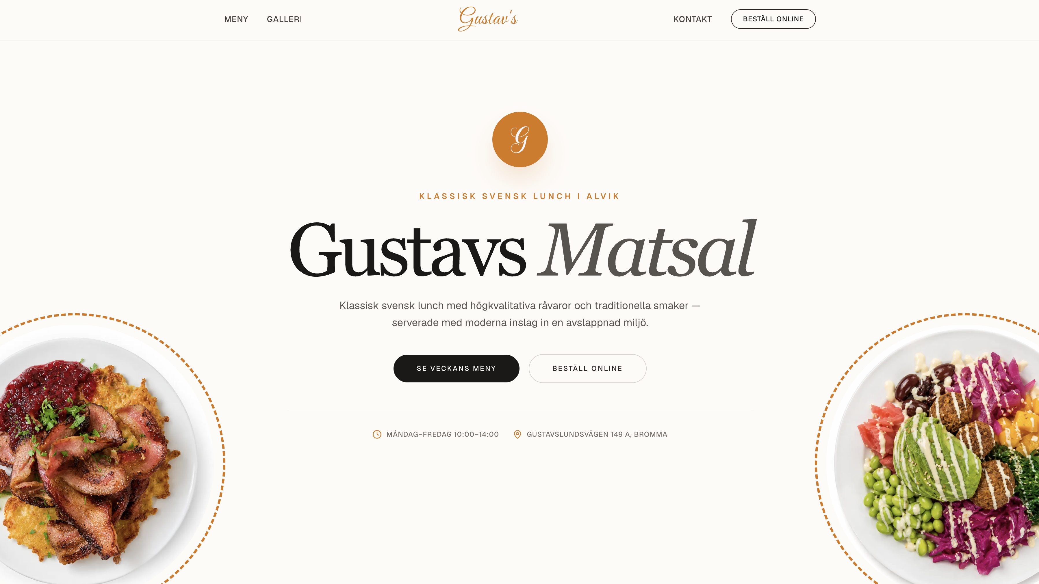 Gustavs Matsal website — After CYouMedia AI Visibility optimisation